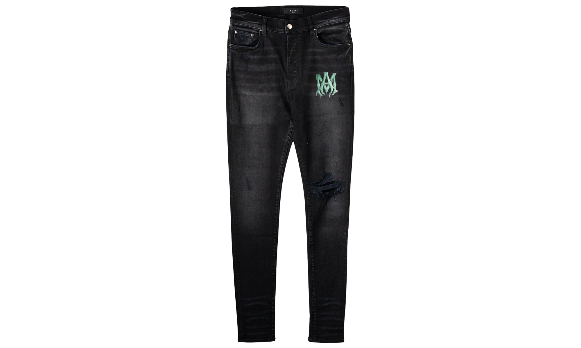 Watercolor MA Logo Jeans "Aged Black Green" SS22MDS012 023