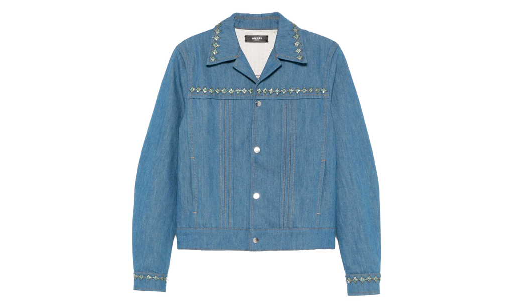 Crystal Pleated Cadet Jacket "Retro Indigo" AMDNJT1004 RETR