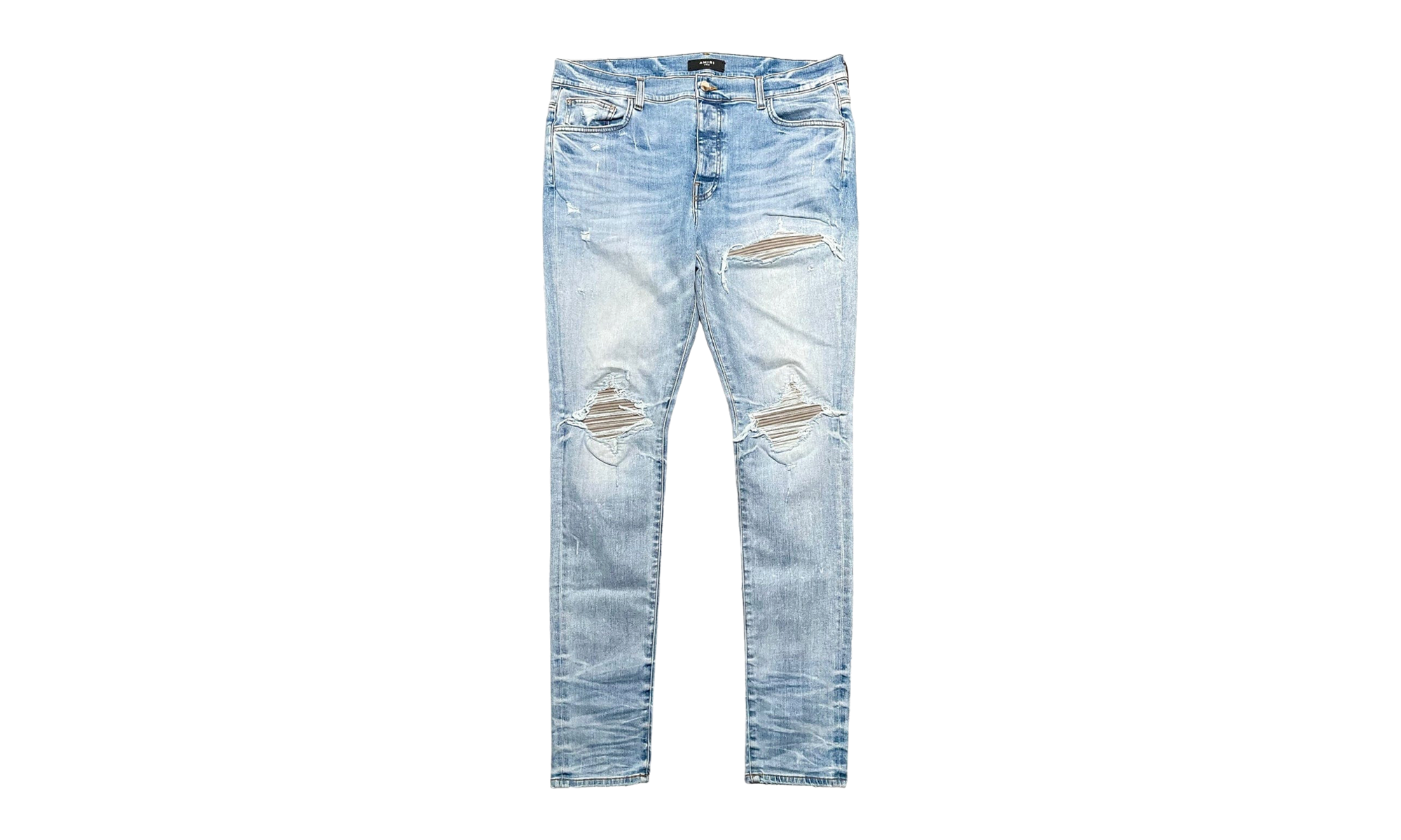 MX1 Grey Suede Patch Jeans "Clay Indigo" AMGSPJCI