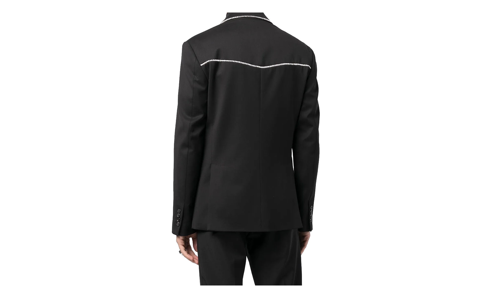 Crystal Trim Single Breast Jacket "Black" MJF017 001