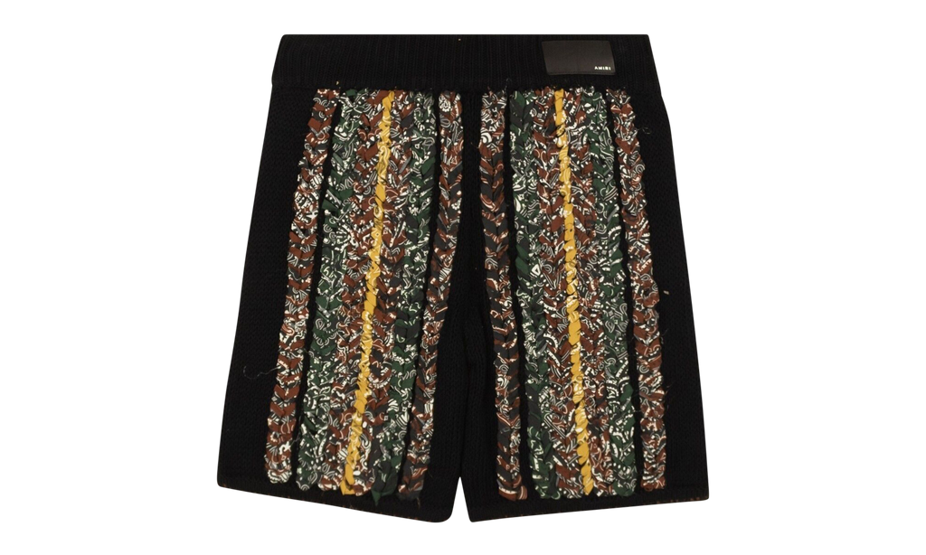 Cotton Braided Bandana Knit Shorts "Black and Multi" MKB002 001
