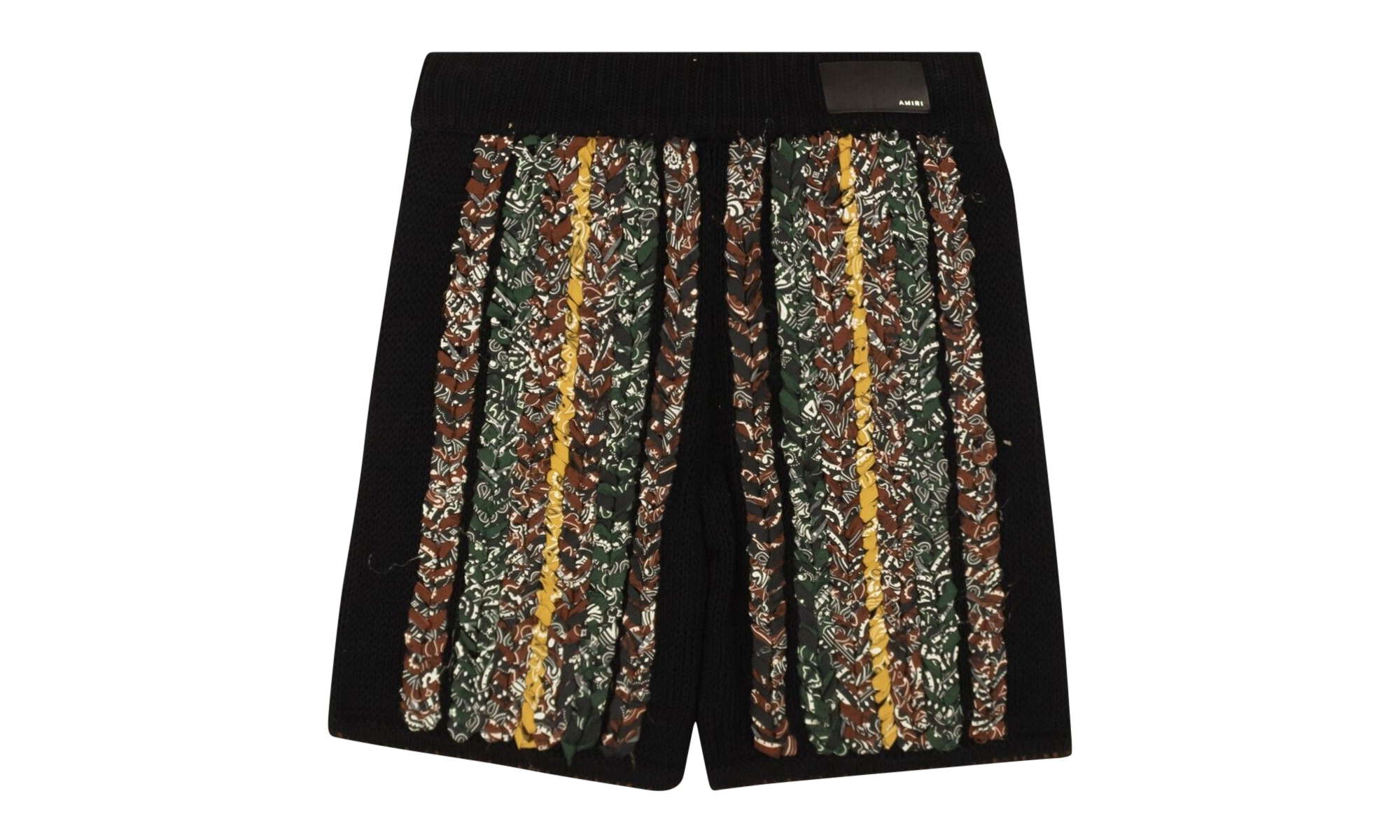 Cotton Braided Bandana Knit Shorts "Black and Multi" MKB002 001
