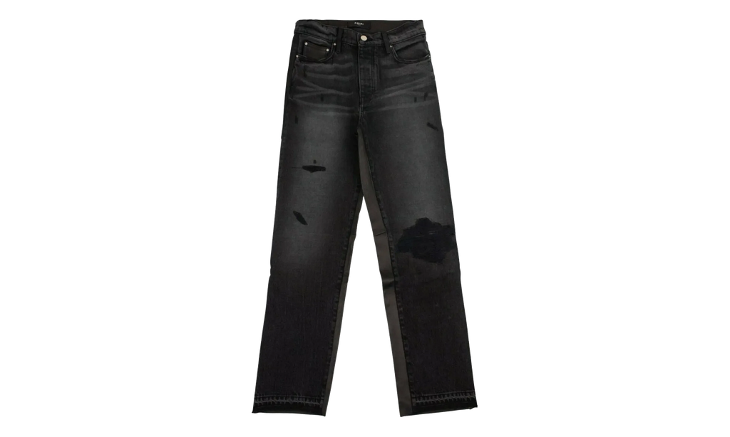 Leather Hybrid Cropped Jeans "Black" W9W09325LDROB