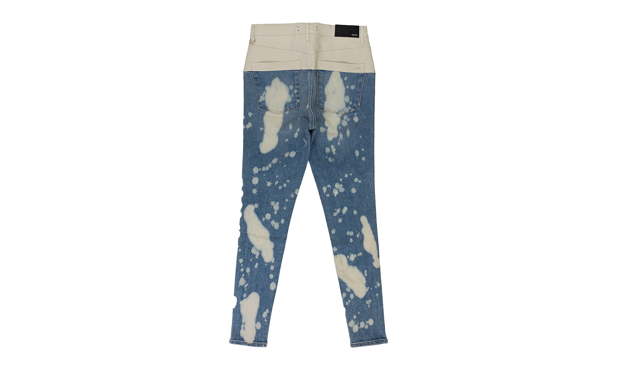 CONTRAST WITH LEATHER BLEACH WHITE SKINNY JEANS "Bleach Indigo, White Leather" PS22WDS071 INDWHT
