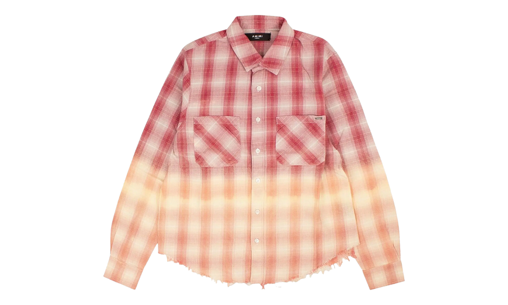Ombre Lurex Plaid Raw Edge Shirt "Red" Y0W06449PD RED
