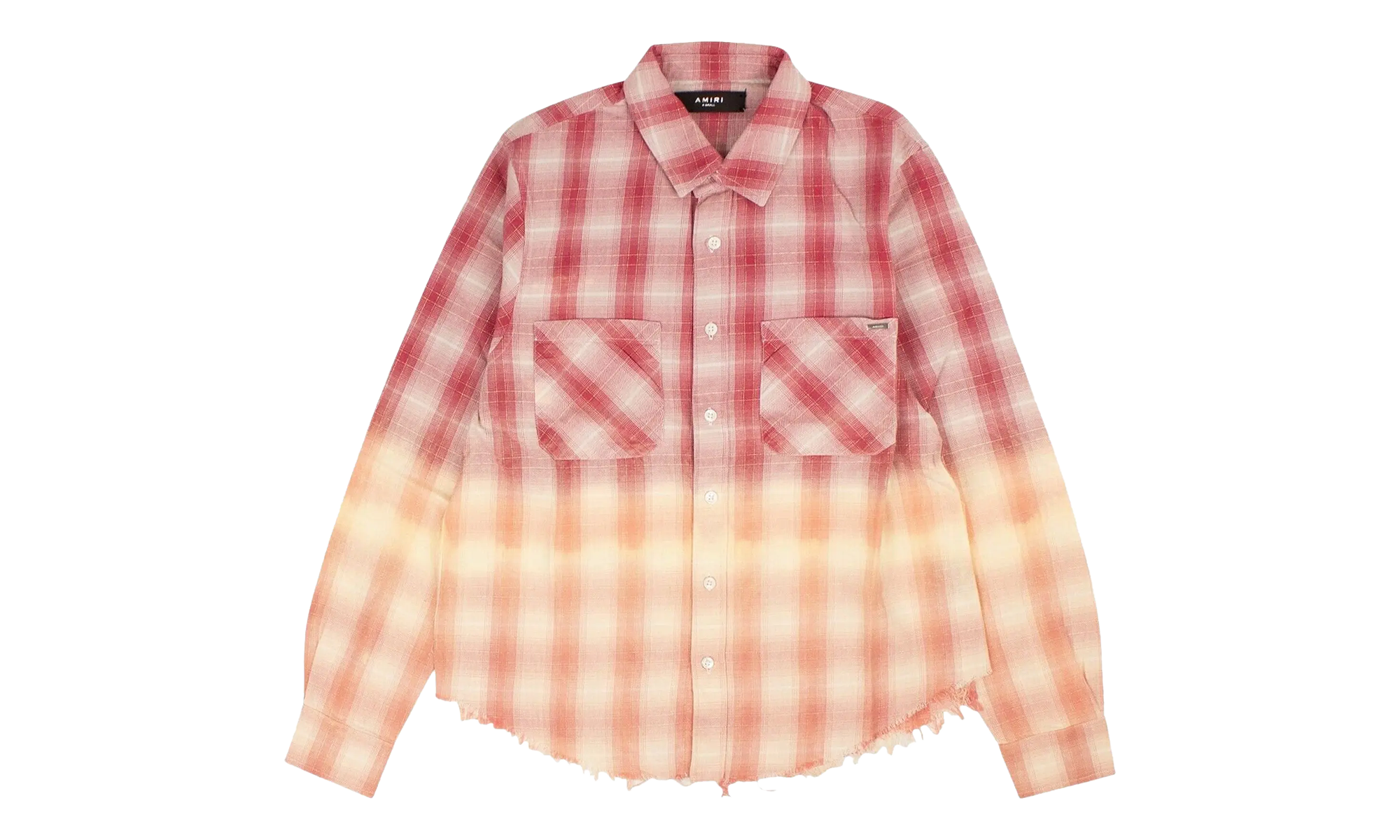 Ombre Lurex Plaid Raw Edge Shirt "Red" Y0W06449PD RED