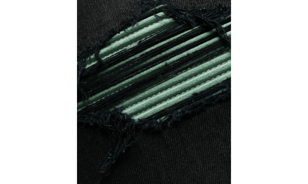 MX1 Green Ultra Suede Repair Jeans "Aged Black" SS22MDS007 023
