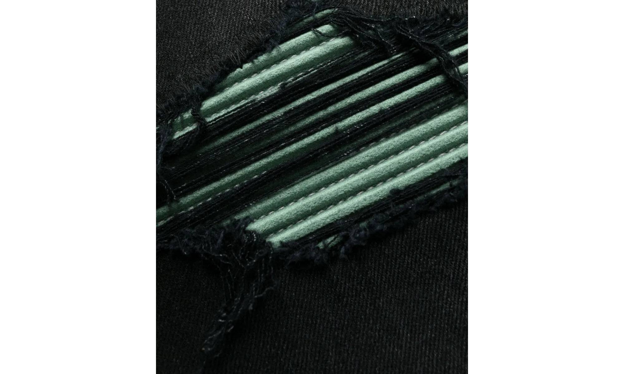 MX1 Green Ultra Suede Repair Jeans "Aged Black" SS22MDS007 023