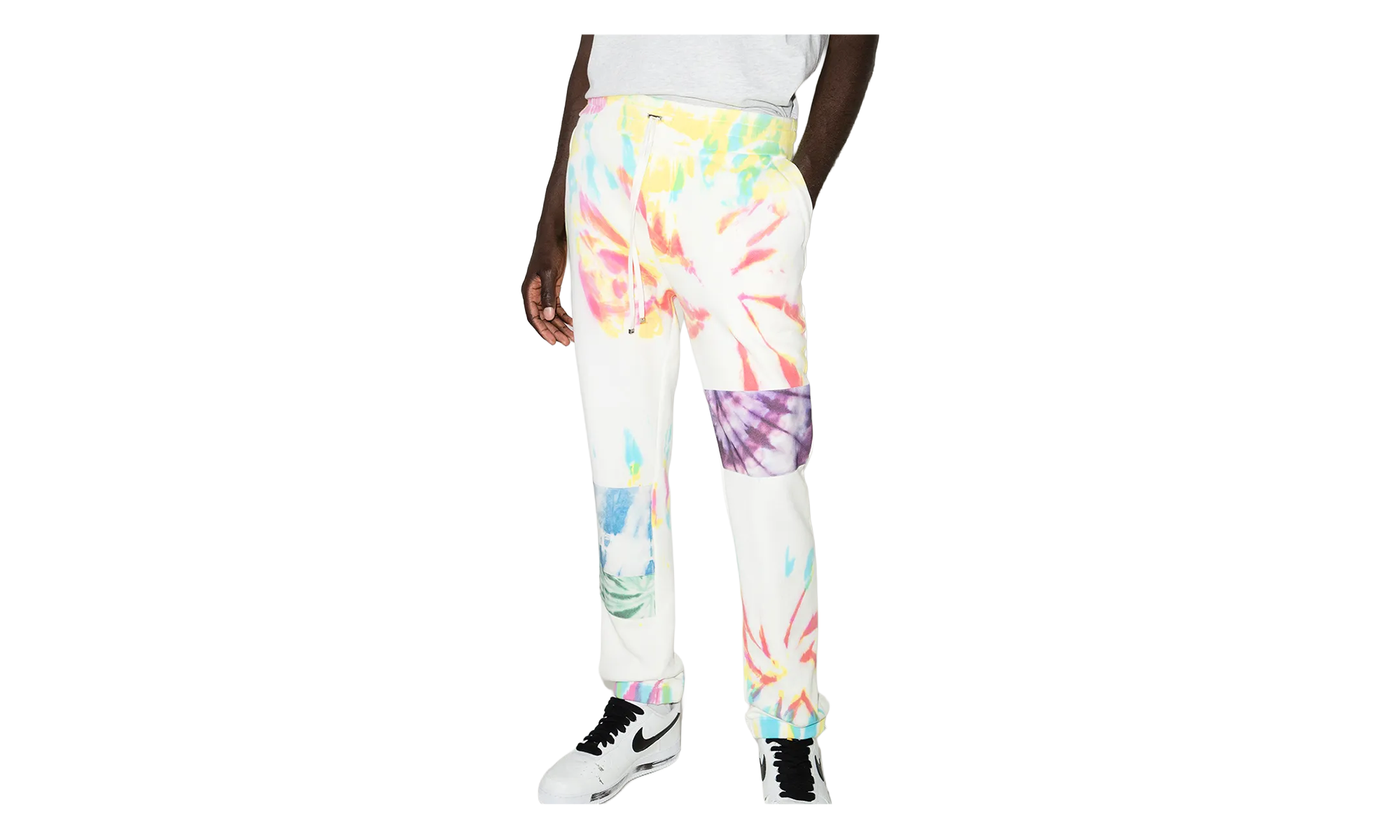 Tie Dye Art Patch Sweatpants "White Multi" MJSP011900