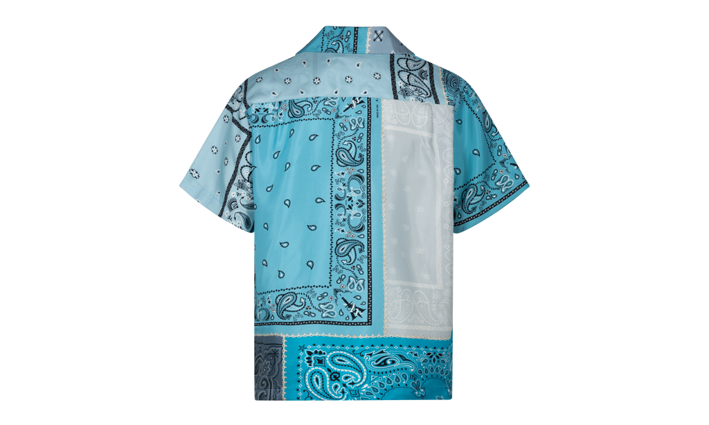 Silk Bandana Print Button Down Shirt "Blue"