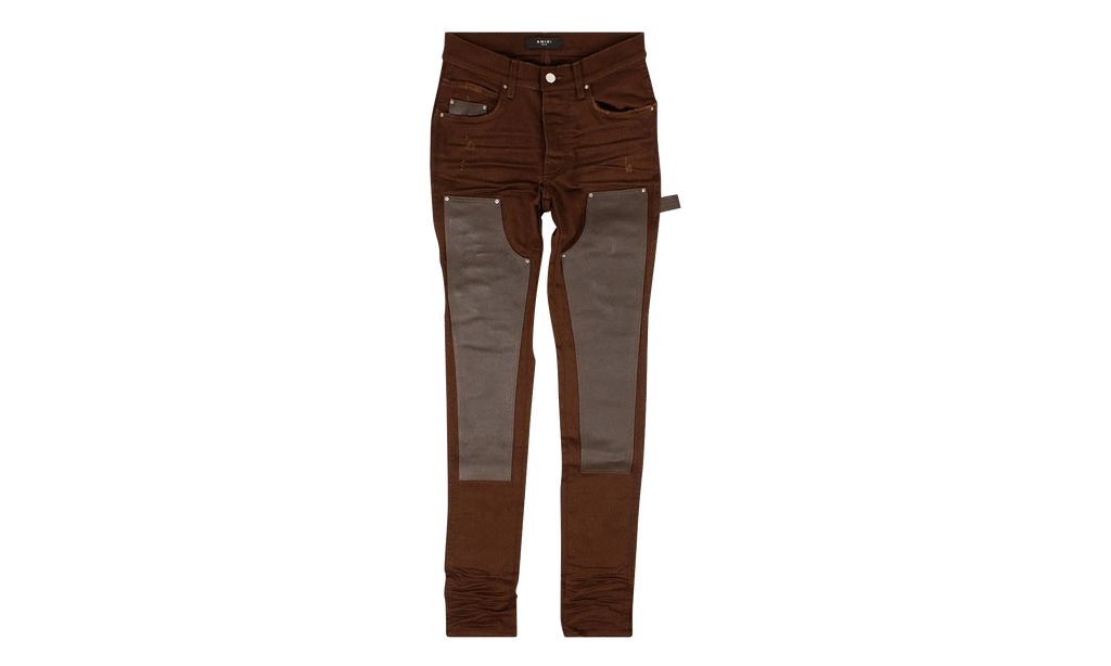 Denim Leather Workman Pants "Brown" MDS121 210