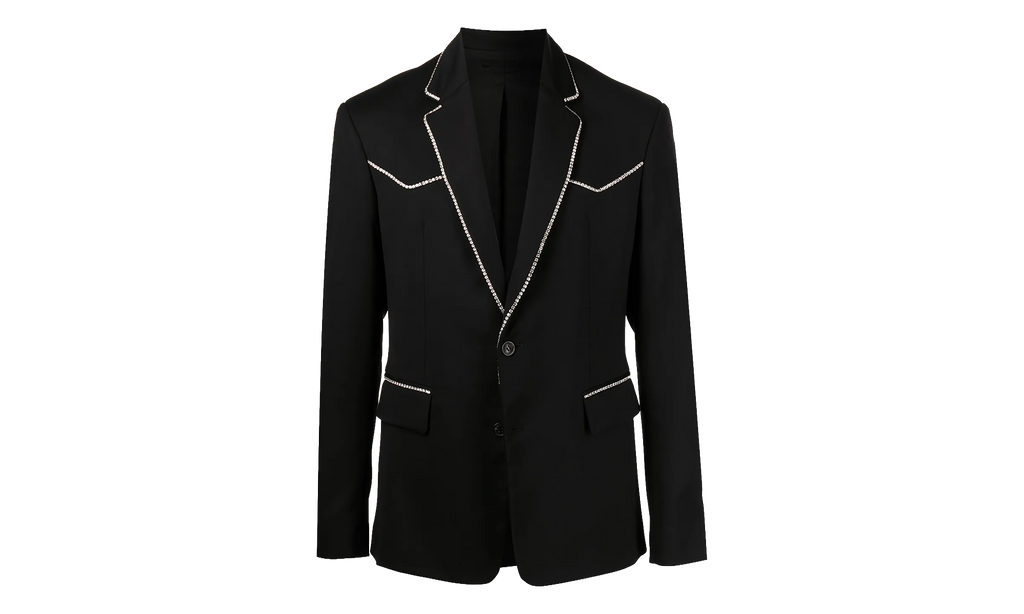 Crystal Trim Single Breast Jacket "Black" MJF017 001