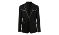 Crystal Trim Single Breast Jacket "Black" MJF017 001