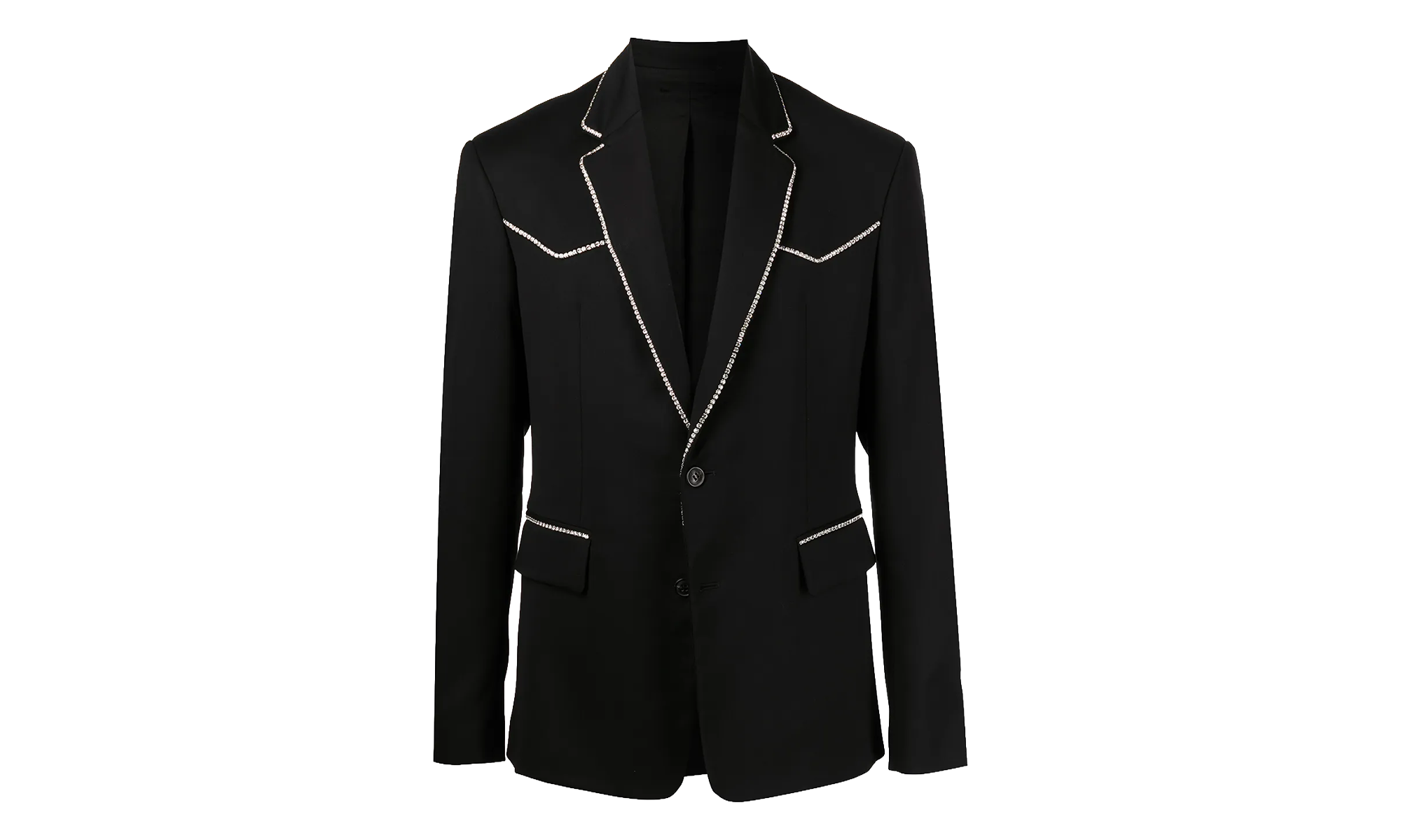 Crystal Trim Single Breast Jacket "Black" MJF017 001