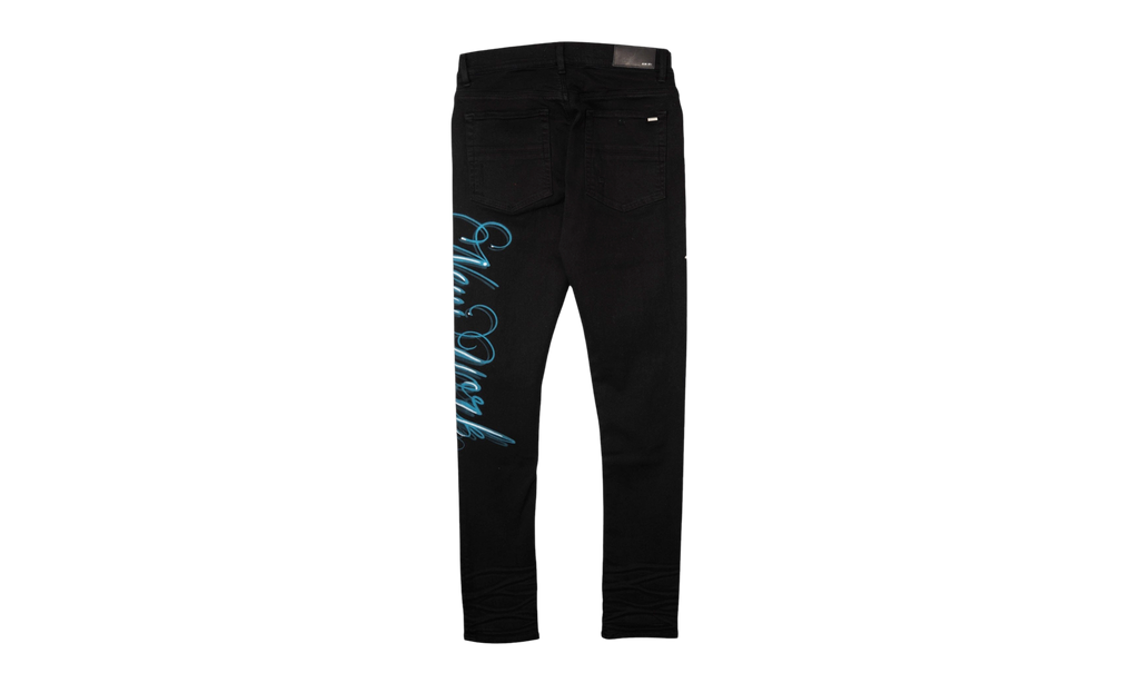 MA New York Airbrush Logo Jeans "Overdyed Black Blue White" AMDNSY1178 018