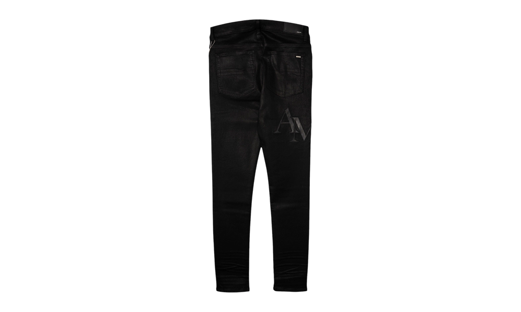 Staggered Leather Patch Jeans "Waxed Black" AWNSY1084 001