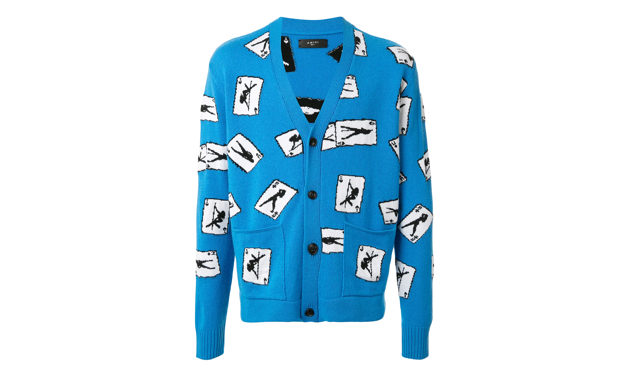 Cards Intarsia Cardigan Sweater "Blue" S0M05108WC BLU