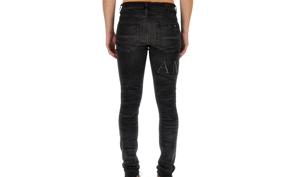 Crystal Embellished Logo Jeans "Faded Black" PF23MDS015 518
