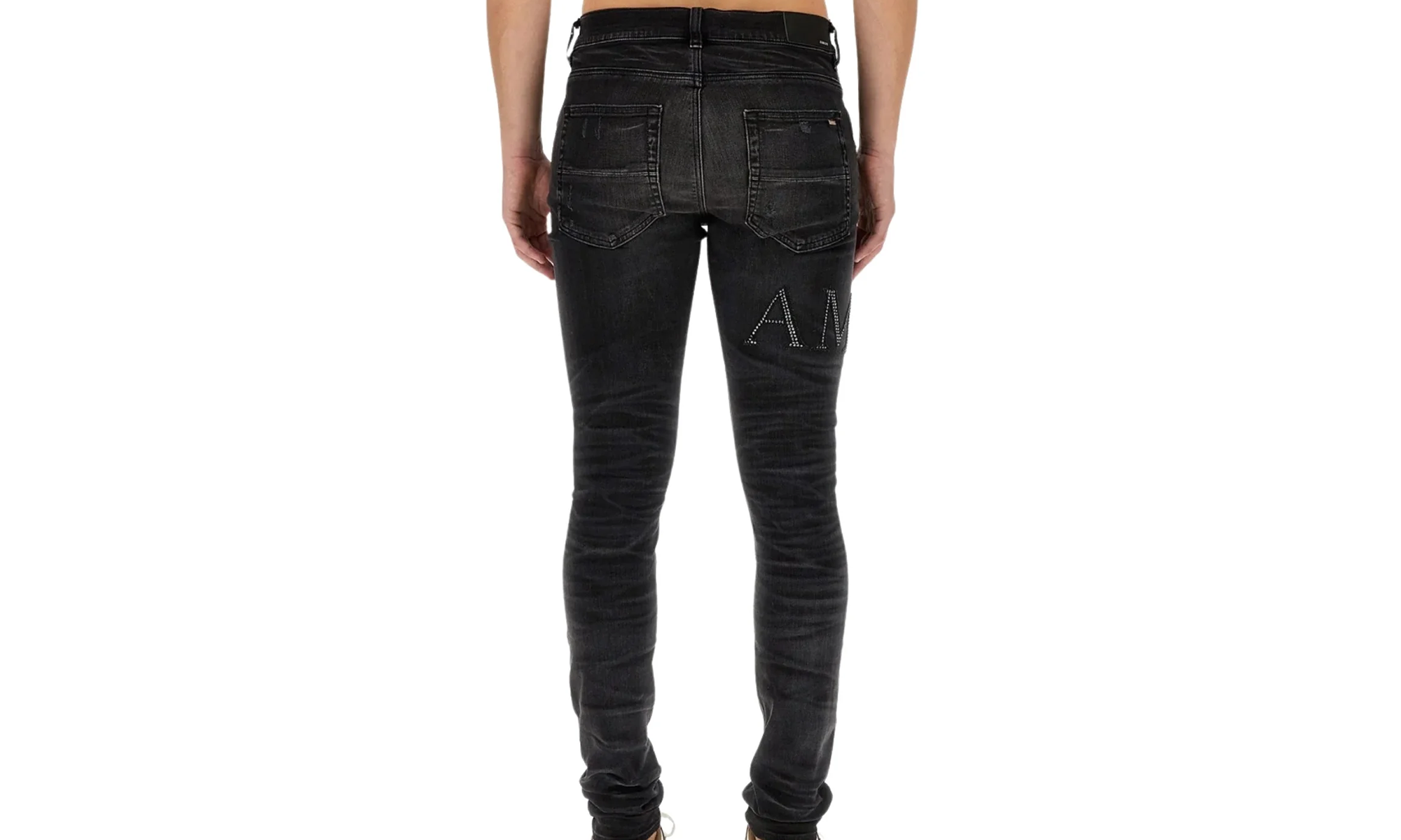 Crystal Embellished Logo Jeans "Faded Black" PF23MDS015 518