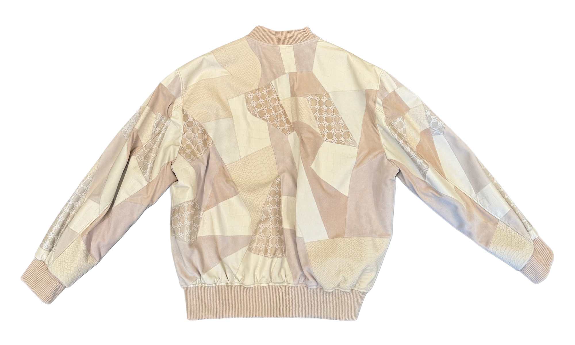 Leather Patch Oversize Bomber Jacket "Alabaster" AMOUJA1073 271