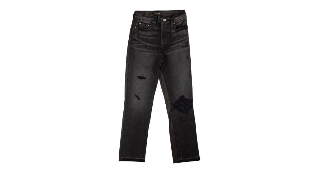 Crop Straight Leather Pants "Black" AMR-XBTM-0106