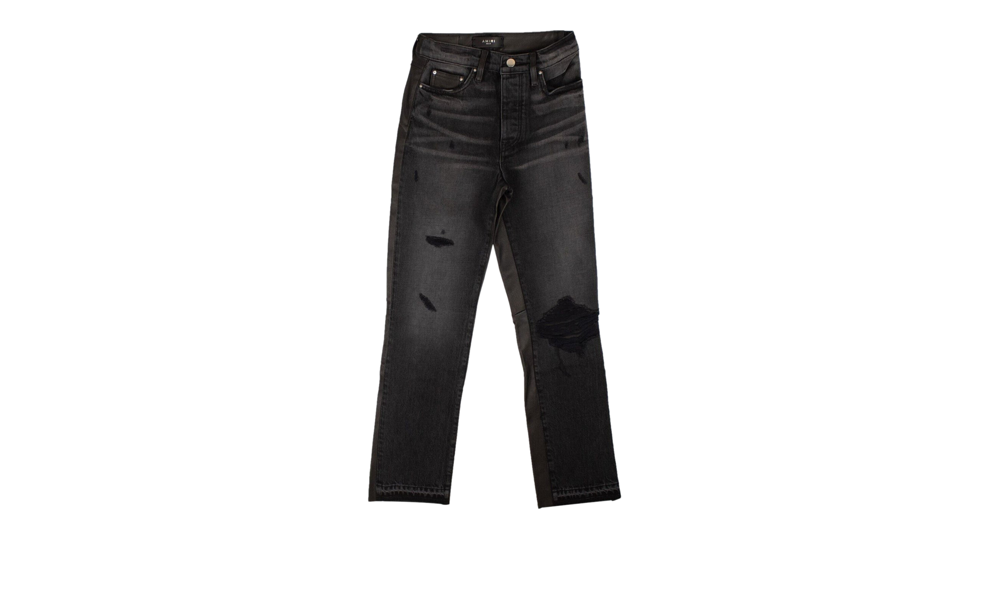 Crop Straight Leather Pants "Black" AMR-XBTM-0106