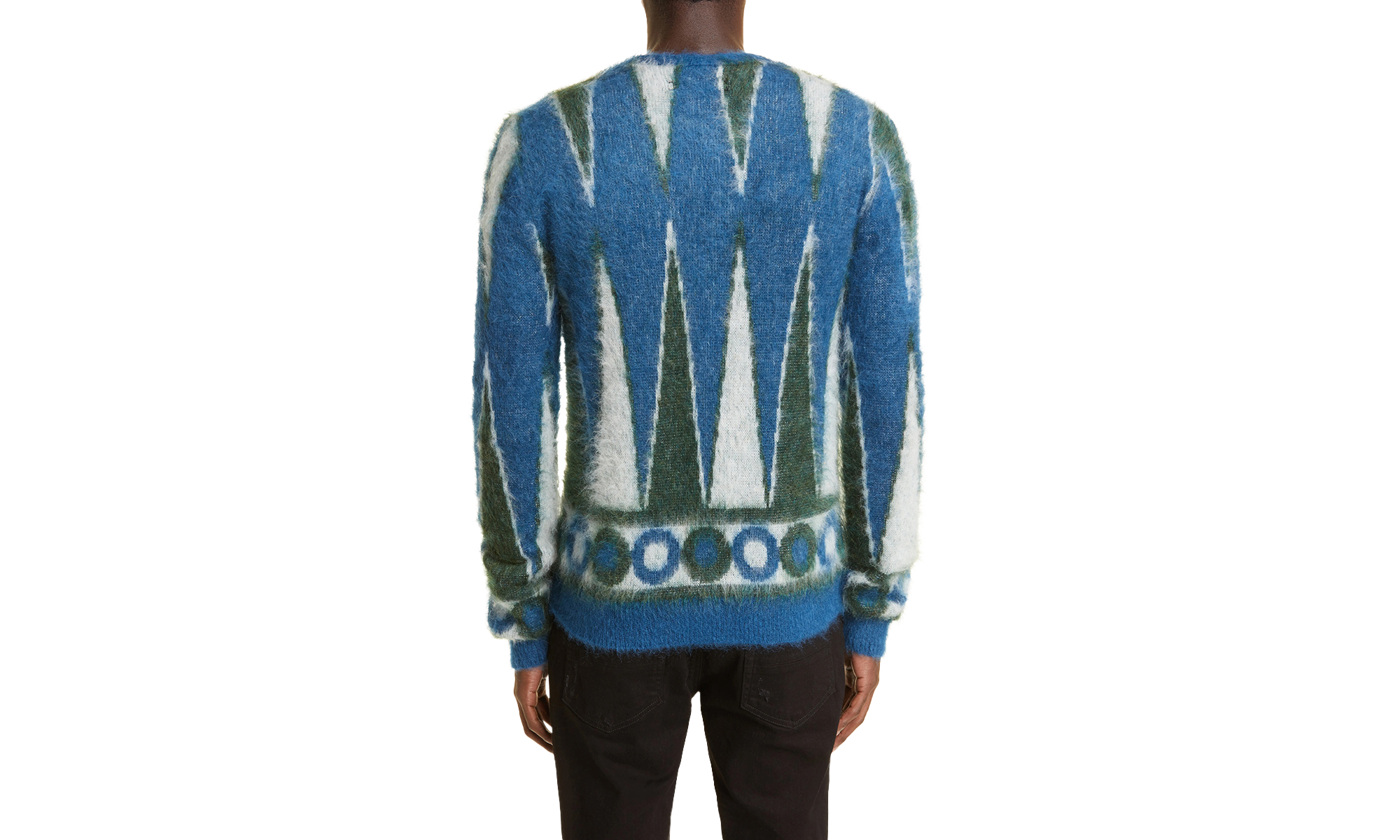 Backgammon Mohair-Blend Cardigan "Green / White" MKC008 344