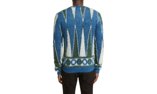 Backgammon Mohair-Blend Cardigan "Green / White" MKC008 344