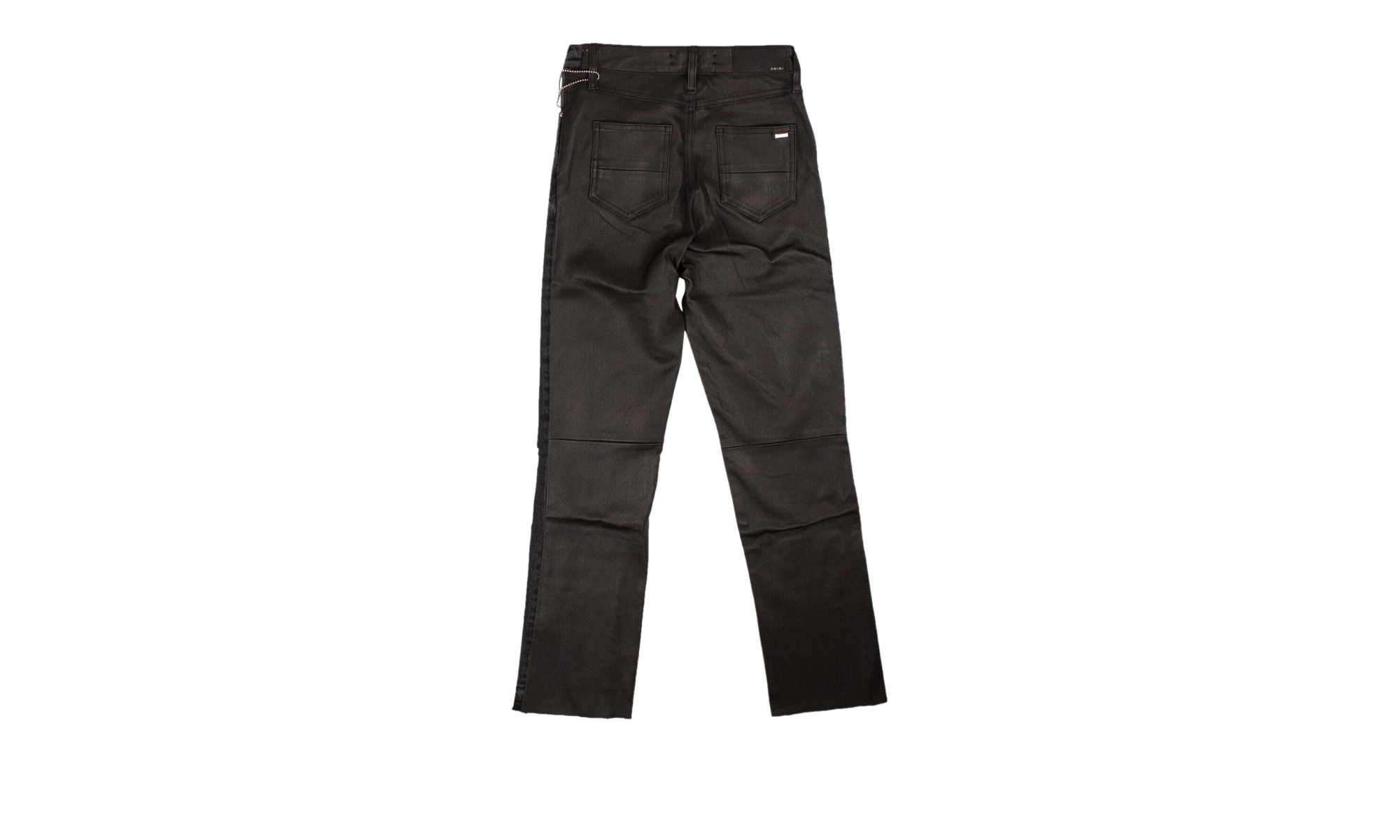 Crop Straight Leather Pants "Black" AMR-XBTM-0106